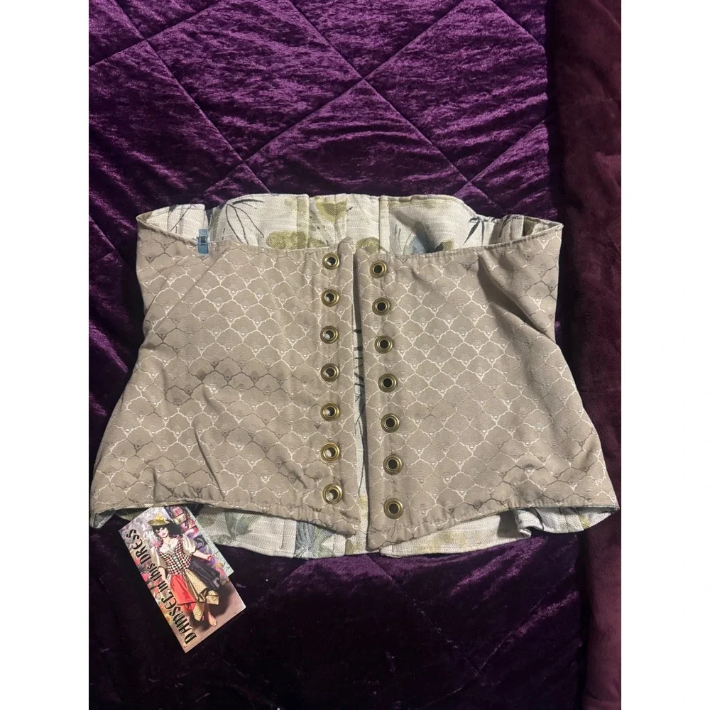 Damsel in this Dress Torian Corset Floral Reversible Handmade Waist Cincher L/XL